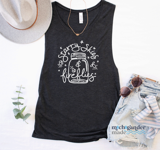 Starry Skies and Fireflies Flowy Muscle Tank
