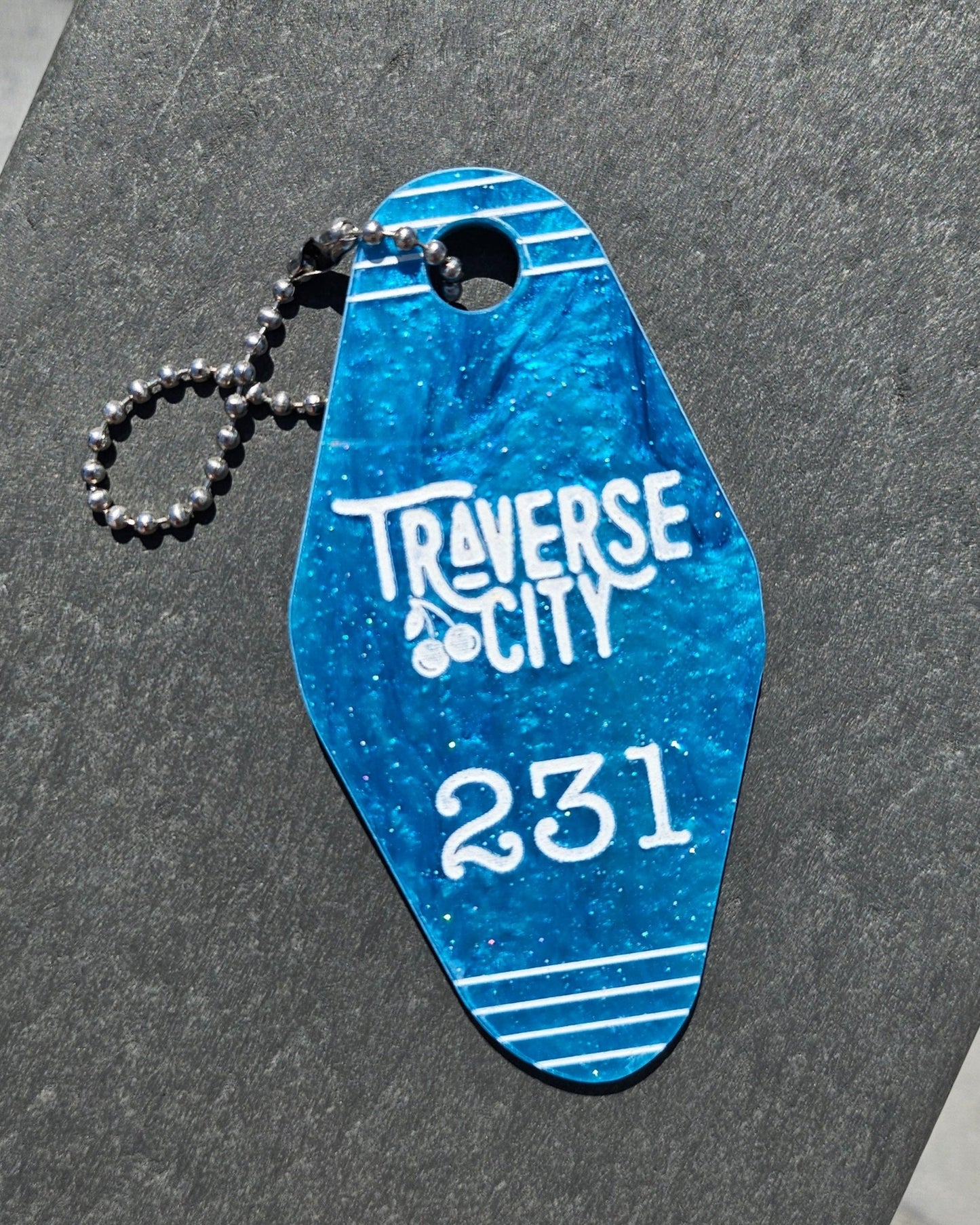 Traverse City Vintage Engraved Keychain