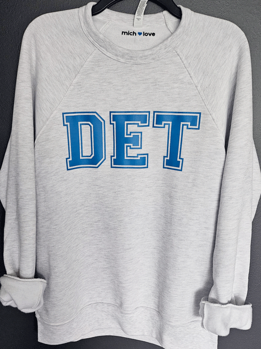 DET Detroit Ash/Blue Fleece Raglan Sweatshirt