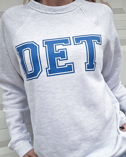 DET Detroit Ash/Blue Fleece Raglan Sweatshirt