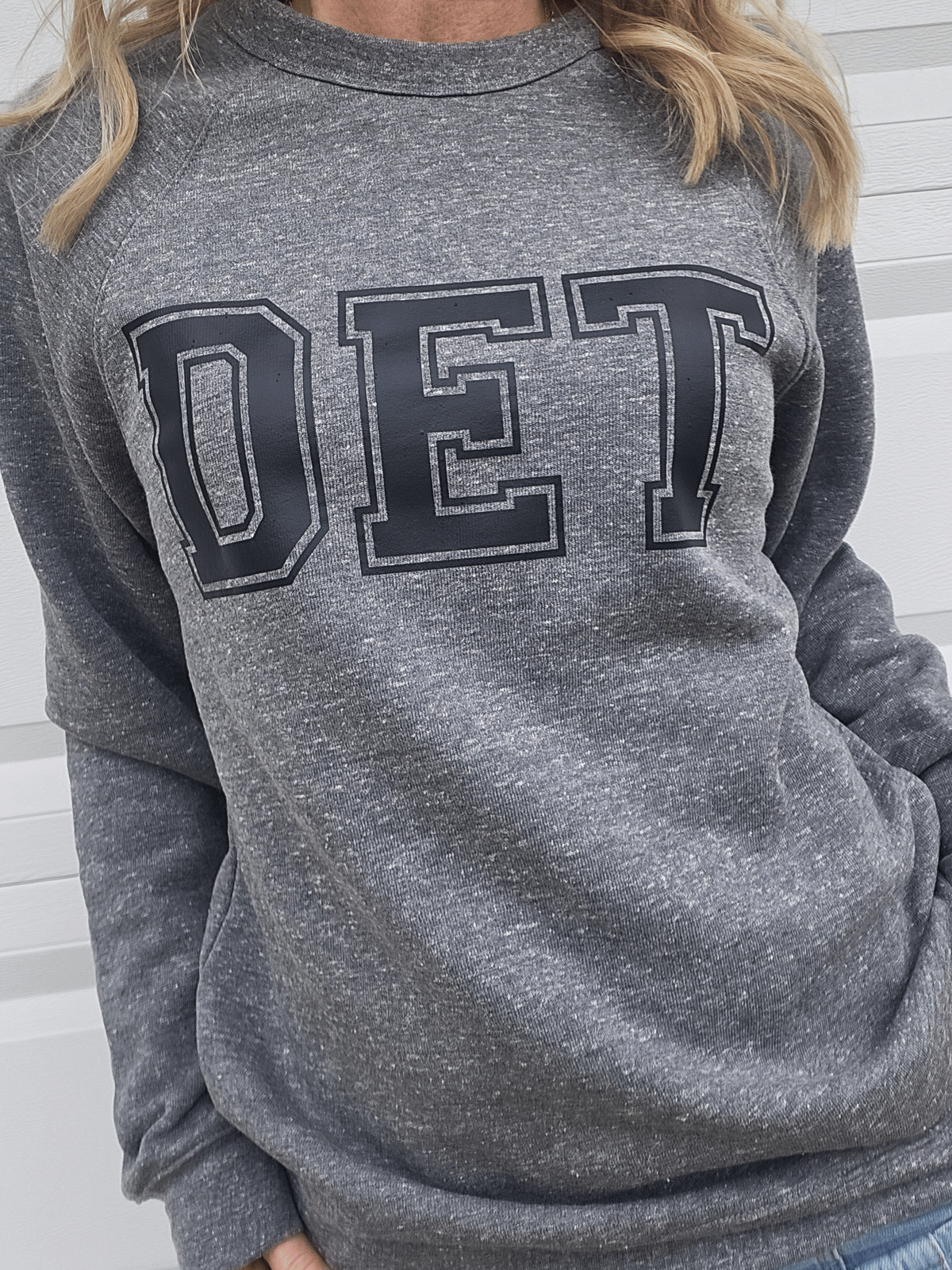 DET Detroit Grey/Black Fleece Raglan Sweatshirt