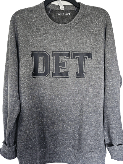 DET Detroit Grey/Black Fleece Raglan Sweatshirt