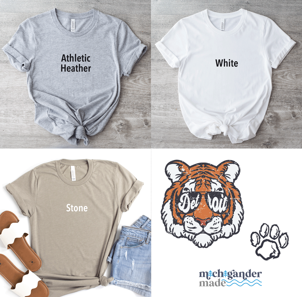 Tigers Detroit Head Paw Print T-Shirt