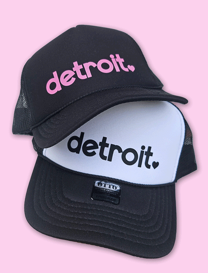 Detroit Pink with Heart Trucker