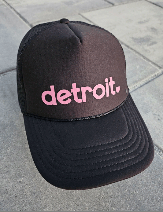 Detroit Pink with Heart Trucker