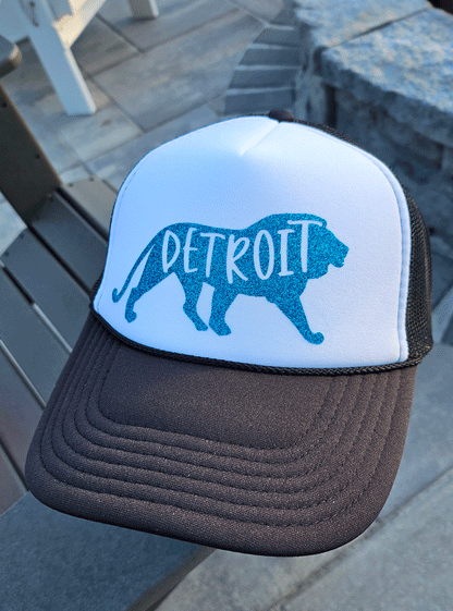 Detroit Lion Glitter Trucker Hat