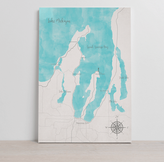 Grand Traverse Bay Canvas Map