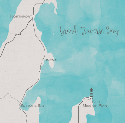 Grand Traverse Bay Canvas Map