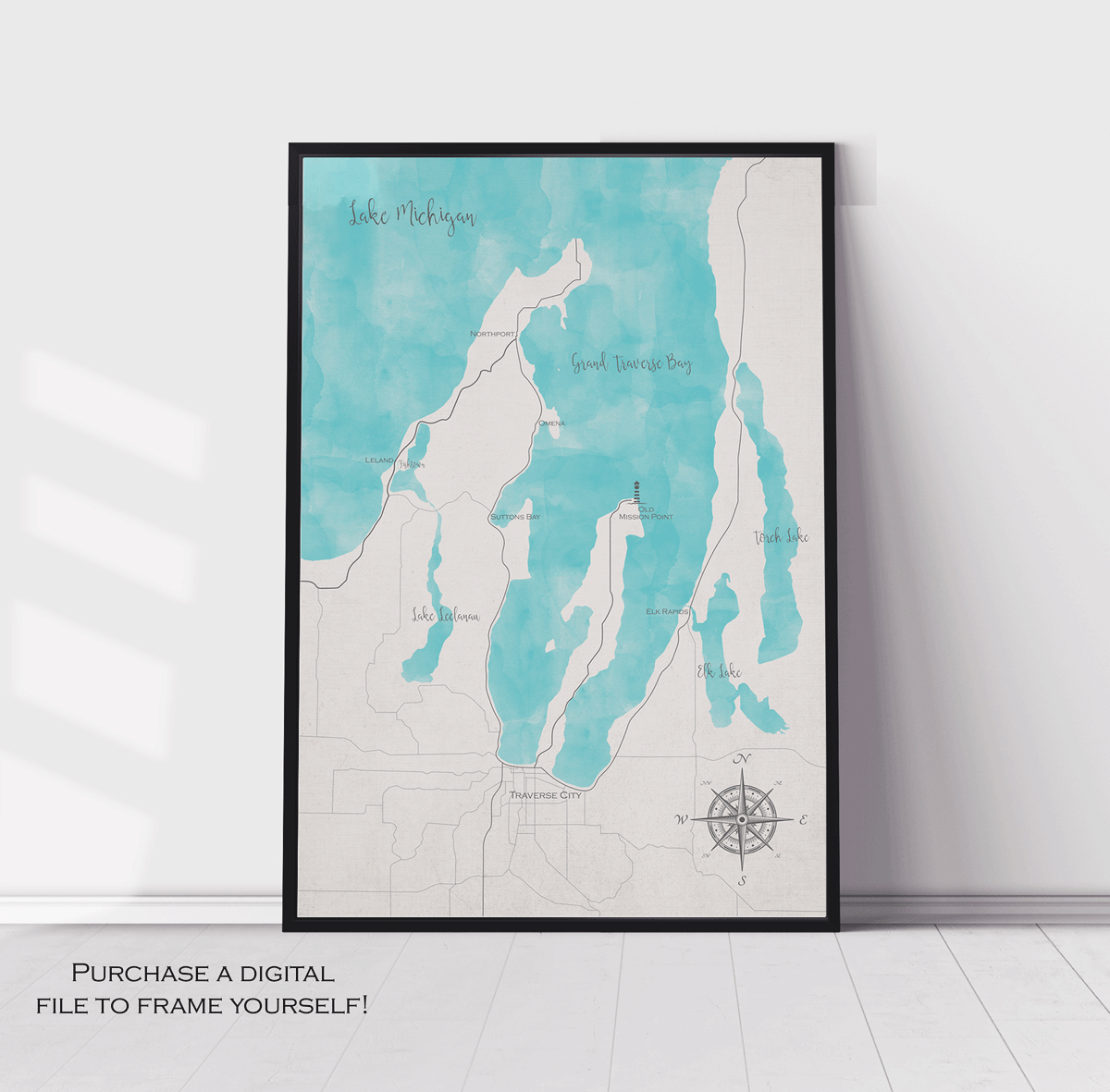 Grand Traverse Bay Canvas Map