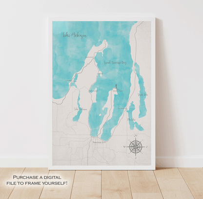 Grand Traverse Bay Canvas Map