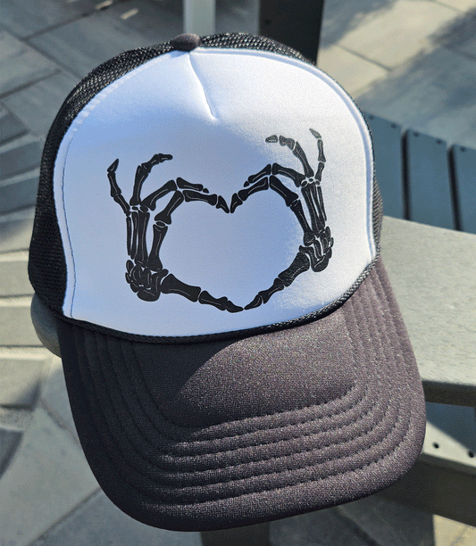 Halloween Skeleton Heart Trucker