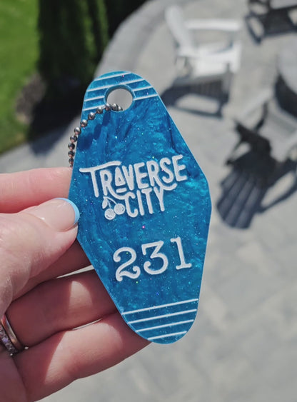 Traverse City Vintage Engraved Keychain